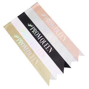 Prom Queen sash set in gold, white, black, silver and rose gold glitter fabric with crown