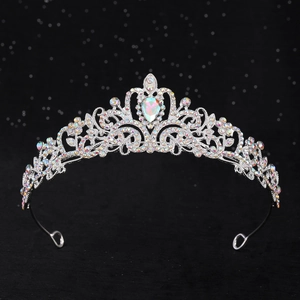 Diadème Couronne de Mariage de Luxe en Alliage et Strass pour Femmes Accessoires de Cheveux Creux Élégants Bijoux Bandeau de Fête