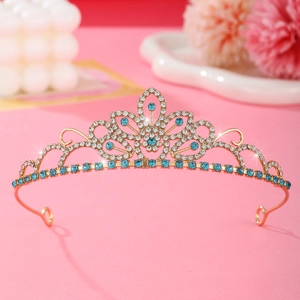 Kids Rhinestone Heart Leaf Crown Tiara Sparkling Alloy Crystal Hairband For Girls Birthday Party Wedding Headpiece Jewelry