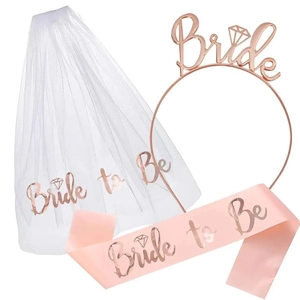 Bride To Be Voile De Mariage Serre-Tête Écharpe Accessoires Enterrement Vie Jeune Fille Or Or Rose Argent Alliage Diadème Décoration
