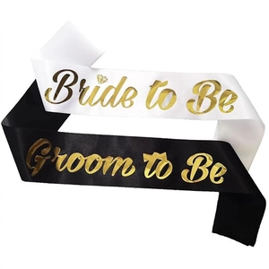 Set Fasce in Raso per Matrimonio Bride To Be Groom To Be Scritte Dorate Eleganti Accessori per Feste Matrimoniali