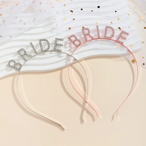 Detail of silver and rose gold rhinestone Bride headbands for wedding parties