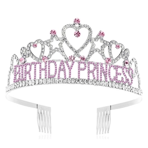 Diadema Compleanno Principessa in Lega Strass Cerchietto Corona Luccicante Cuore Stella Per Donna Ragazza Gioielli Per Capelli Festa