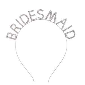 Silver rhinestone BRIDESMAID headband for wedding party and bridal shower favor