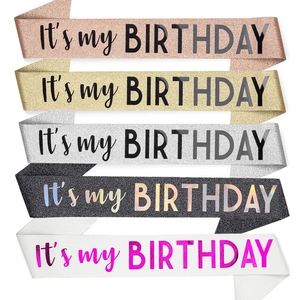 Set de 5 écharpes scintillantes It's my Birthday en rose doré, argent et tons variés