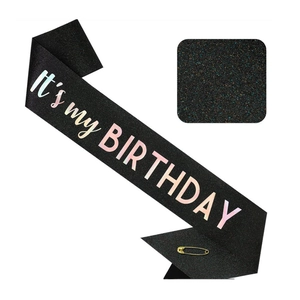 Écharpe à Paillettes It's My Birthday pour Femmes Filles Décorations de Fête d'Anniversaire Écharpe en Polyester Avec Épingle de Sûreté