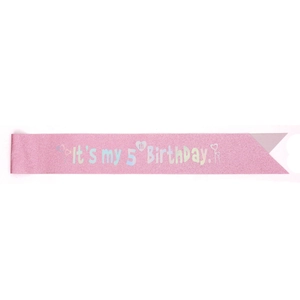 Écharpe d'anniversaire rose pailletée pour fille avec texte It's my 5th Birthday