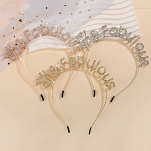 Three-piece set of 18 and Fabulous rhinestone headbands in gold, silver and rose gold