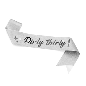 Ensemble Écharpe d'Anniversaire en Polyester Pailleté et Diadème en Alliage Strass Décorations de Fête Dirty Thirty pour Femmes Accessoires de Fête