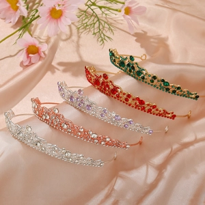 Luxurious alloy bridal crowns with colorful rhinestones in gold, silver, and rose gold