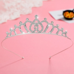 Ensemble de 10 tiares en forme de cœur argenté étincelant avec cristaux pour princesses