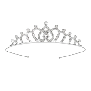 Couronne de princesse argentée avec strass pour anniversaire de fille et déguisement
