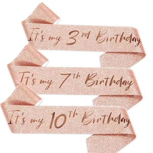 Rose Gold Glitter Birthday Sash Anniversary Party Accessory For Women Girls Etiquette Belt Birthday Decorations