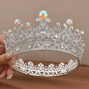 Vintage Luxury Alloy Rhinestone Bridal Crown Tiara For Wedding Birthday Party Queen Baroque Retro Hair Accessories Jewelry
