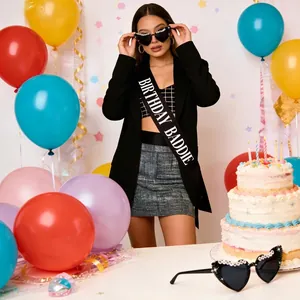 Birthday heart sunglasses and sash set with rhinestones and Birthday Baddie print