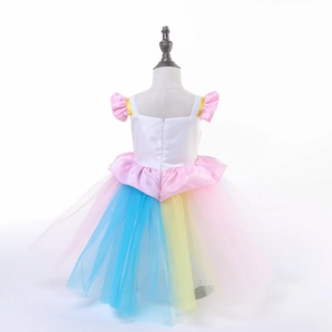 Robe de princesse licorne arc-en-ciel pour fille avec jupe en tulle multicouche