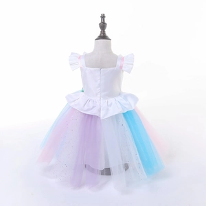 Abito da principessa unicorno per bambine con gonna in tulle colorato e glitter