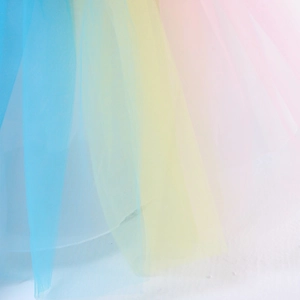 Robe princesse licorne en tulle arc-en-ciel avec couches de maille pastel multicouches