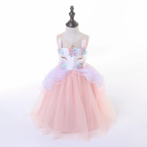 Mädchen Einhorn Prinzessin Kleid Halloween Party Kostüm Ärmellos Spitze Tüll Mesh Ballkleid Floral Kinder Geburtstag Outfit