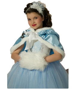 Blue princess dress with white fur collar cape and matching muff for Christmas