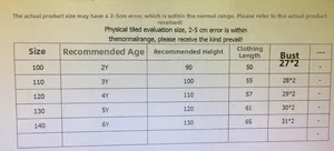 Size chart for girls Halloween princess lace dress showing age, height, and chest measurements