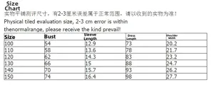 Detailed size guide table for girls' princess dress with bust and length measurements