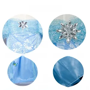 Detail of Elsa princess dress with snowflake crystals and soft cotton lining fabric