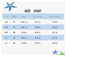 Detailed size chart for girls' knit outfit set including bust and length measurements