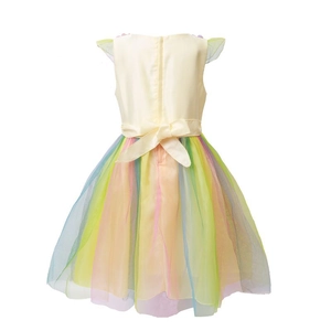 Detailansicht der Rückseite des Mädchen-Prinzessinnenkleids mit Regenbogen-Tüllrock