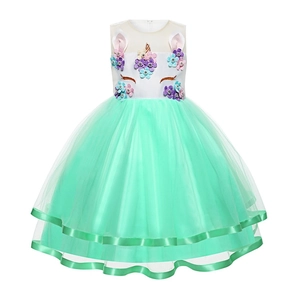 Abito da unicorno natalizio per bambine con corpetto bianco e gonna tutu verde menta