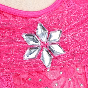 Rose pink lace dress with shimmering rhinestone snowflake detail for girls' costumes