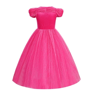 Fuchsia pink princess dress for girls featuring velvet bodice and layered mesh tutu skirt