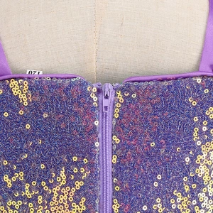 Robe de princesse sirène à paillettes violettes pour filles avec détails zippés