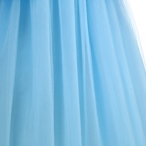 Close-up of premium light blue multi-layer tulle fabric on Cinderella dress