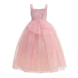 Glinda pink princess dress for girls with sequins and multi-layer star pattern tulle