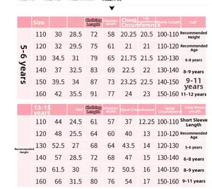 Size chart for Descendants 4 Red cosplay costume including jacket and dress dimensions