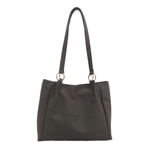 Minimalist dark grey canvas tote bag with gold metal rings for 2025 spring daily commuting