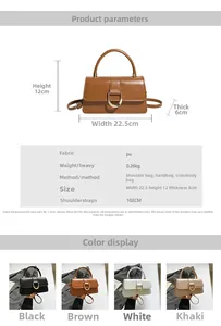 Size chart and technical specifications for the PU leather crossbody bag with dimensions