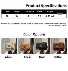 Detailed technical diagram showing product dimensions and color options for crossbody bag