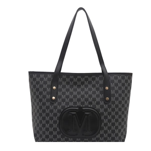 Fashionable PU leather tote bag with M monogram print and large embossed logo detail
