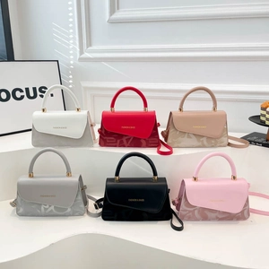 Damen Buchstaben Bedruckt Klappe Quadratische Tasche Urban Simplicity Ziernaht Kunstleder Schulter Umhängetasche Mode Handtasche