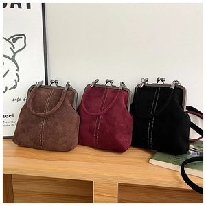 Vintage metal clasp crossbody bags in brown, burgundy and black soft matte finish