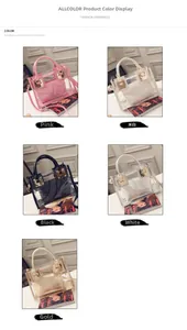 Présentation verticale de sacs à main en PVC transparent avec pochettes intérieures assorties