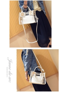 Sac de plage en PVC transparent avec pochette intérieure blanche et bandoulière amovible