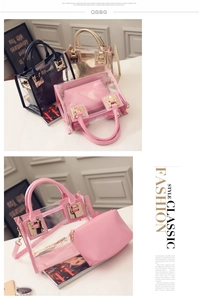 Détails du sac transparent en PVC avec boucle métallique et pochette intérieure
