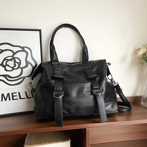 Women's Vintage Large Capacity Tote Bag Soft PU Leather Lychee Pattern Shoulder Crossbody Handbag With Adjustable Strap For Work Travel