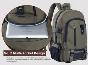 Detail view of canvas backpack interior showing a dedicated pocket fitting an iPad tablet