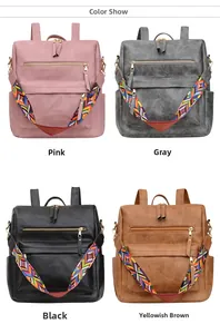 Sélection de couleurs pour sacs à dos en cuir PU rose, gris, noir et marron