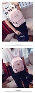 Stylischer rosa PU-Leder-Minirucksack, Rück- und Seitenansicht am Model.