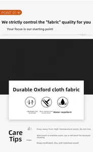 Detail of waterproof Oxford fabric texture with abrasion resistant and breathable features